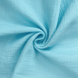 Ткань Муслин Жатый, цвет Небесно-голубой (на отрез)  в Балаково